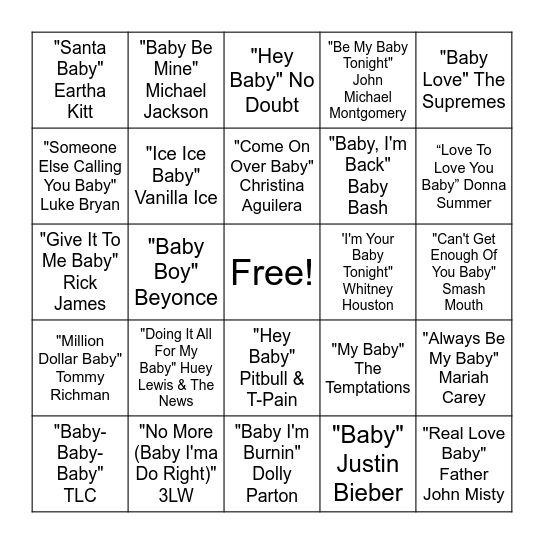 Baby Bingo Card