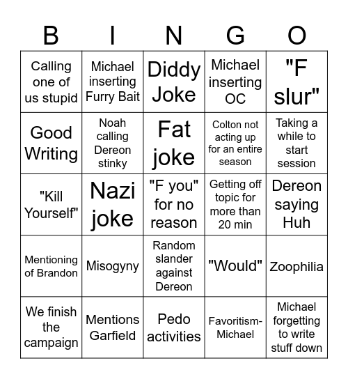 Pok Dnd Bingo Card