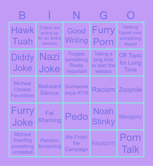 Untitled Bingo Card Untitled bingo card