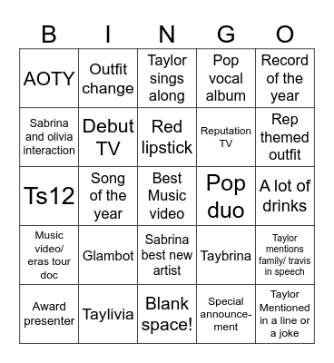 67th Grammys! Bingo Card