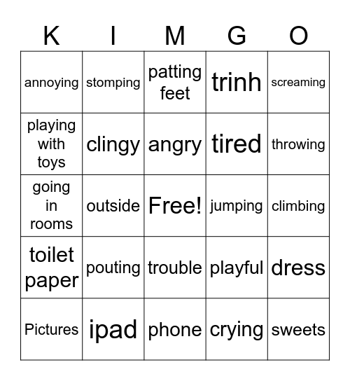 Kimgo Bingo Card