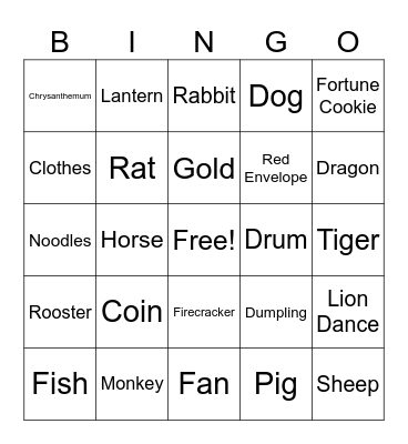 HAPPY LUNAR NEW YEAR Bingo Card