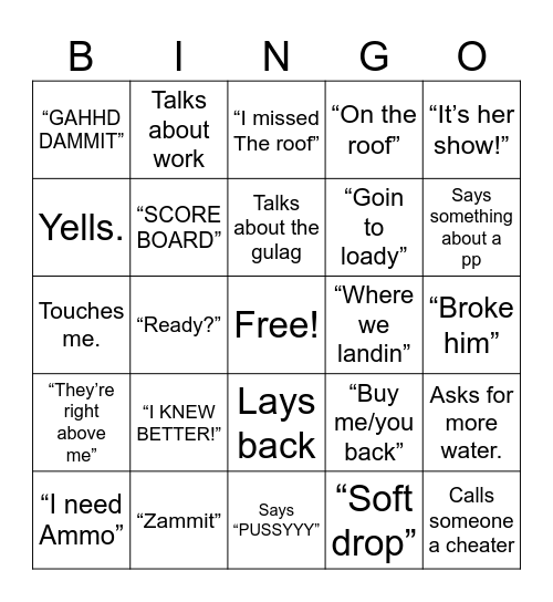 COD Bingo Card