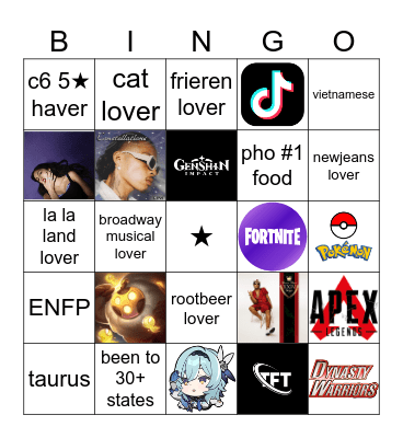Mango's Bingo Card