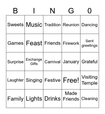 Celebration Bingo Card