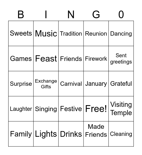 Celebration Bingo Card
