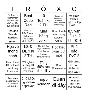 BINGO BOARD YEARLY VER Bingo Card