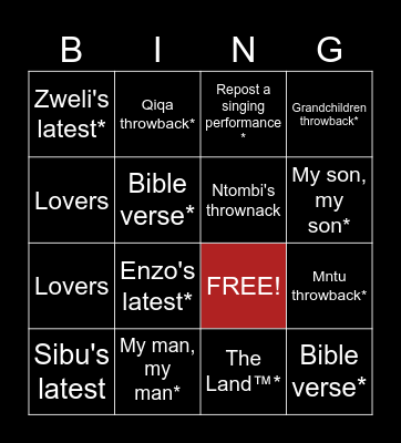 Status Bingo Card