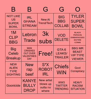 FEBRUARY BINGO Card