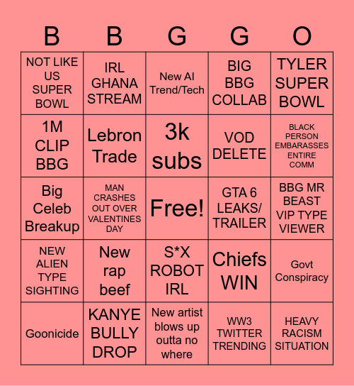 FEBRUARY BINGO Card