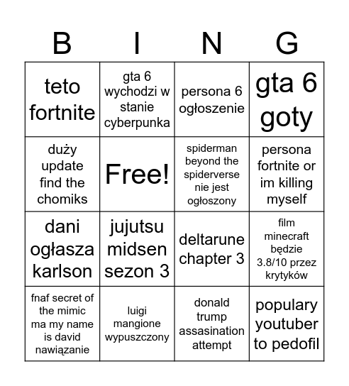 2025 Bingo Card