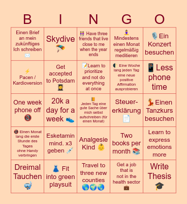 Bingoals 2025 Kimberly Bingo Card