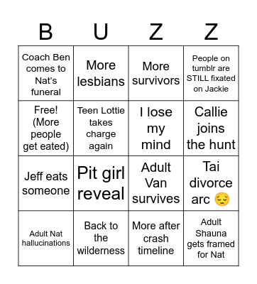Yellowjackets s3 Bingo Card
