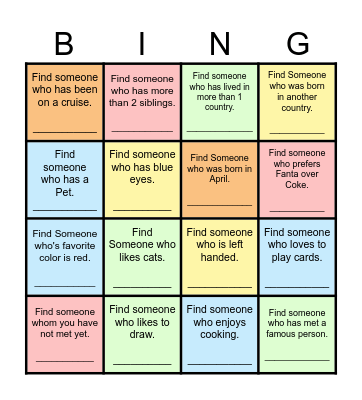 Find Someone Who... Bingo Card