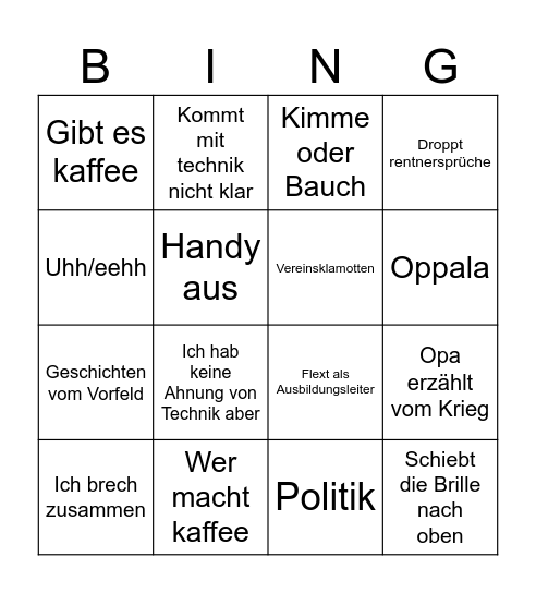 Saschas Unterricht Bingo Card