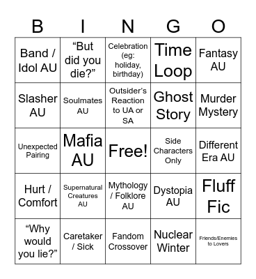 TUA 2025 Bingo Card