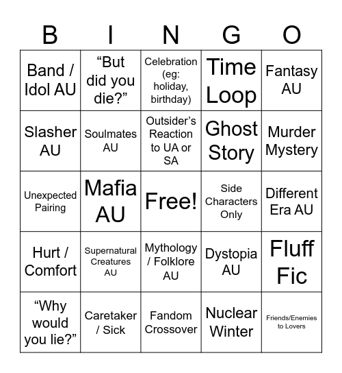 TUA 2025 Bingo Card