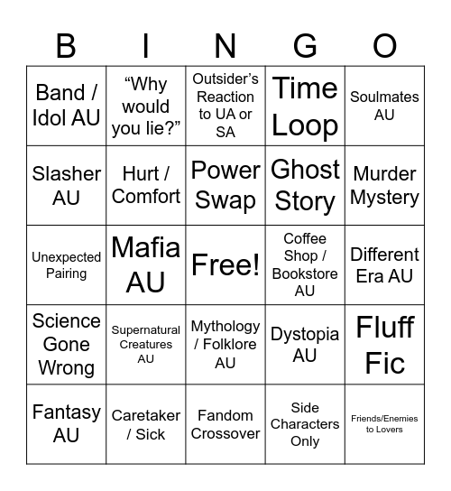 TUA 2025 Bingo Card