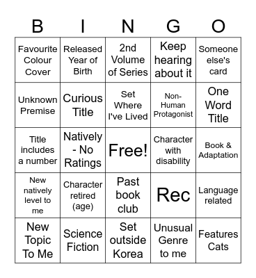 Korean Specific Natively Bingo Card