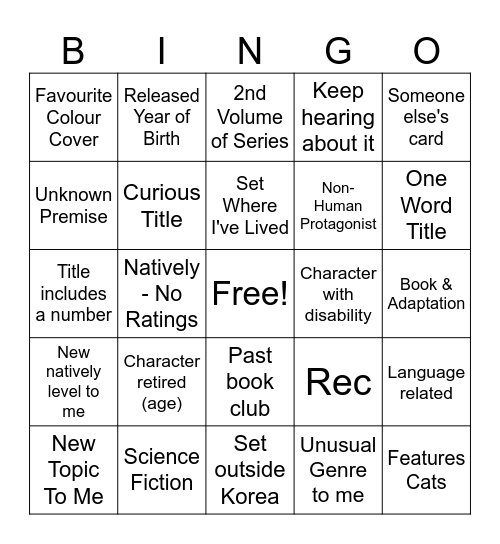 Korean Specific Natively Bingo Card