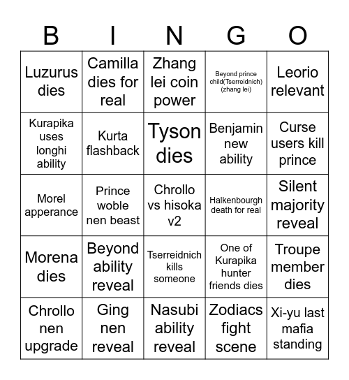 Hxh 410-460 Bingo Card