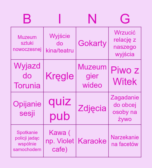 Bingo luty Bingo Card