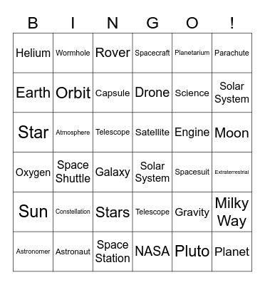 SPACE Bingo Card