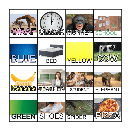 Bingo i 3. klasse Bingo Card