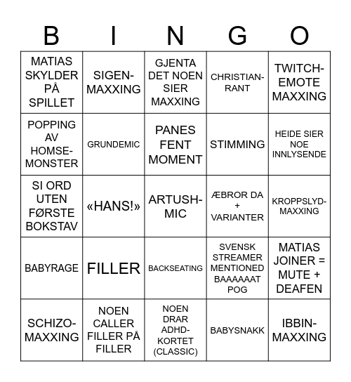 DISCORD BINGO Card