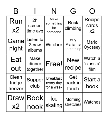 February Bingo Card