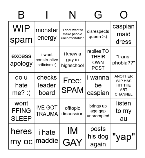 LITTLE HATERS CLUB Bingo Card