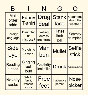 People watching Bingo Card