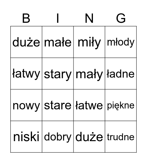 BINGO Y/E Bingo Card