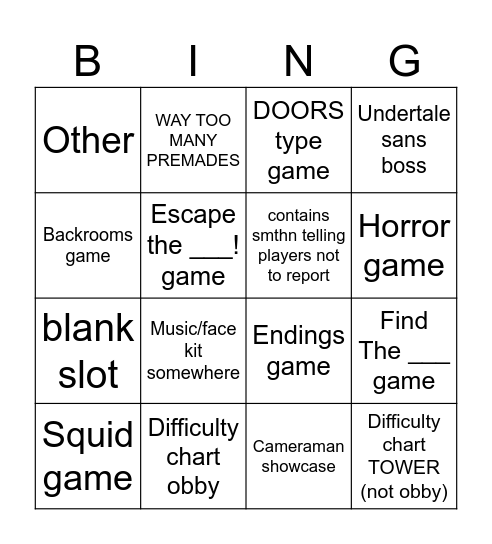 Untitled Bingo Card