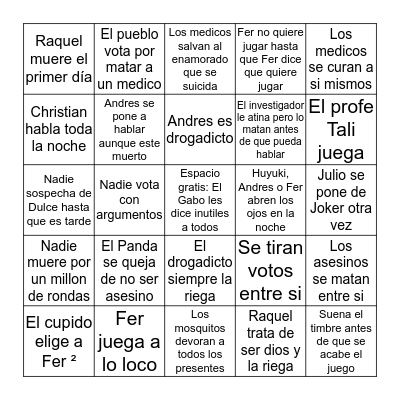 Bingo de Asesino Bingo Card