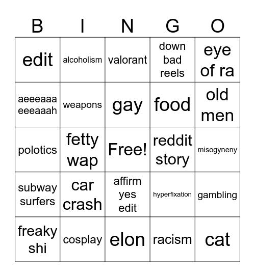 reelin em in Bingo Card