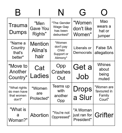 Alina Bingo Card