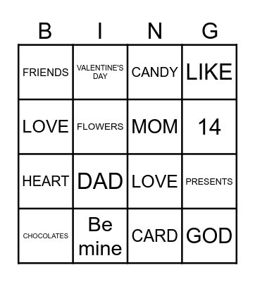 VALENTINE'S DAY Bingo Card