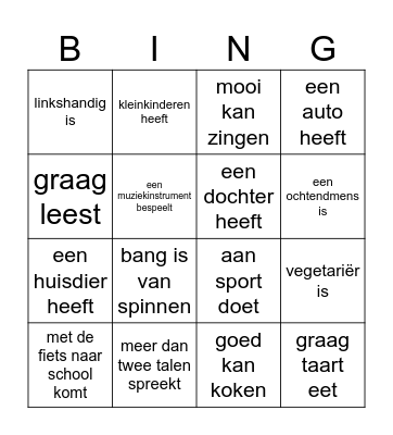 Zoek iemand die ... Bingo Card