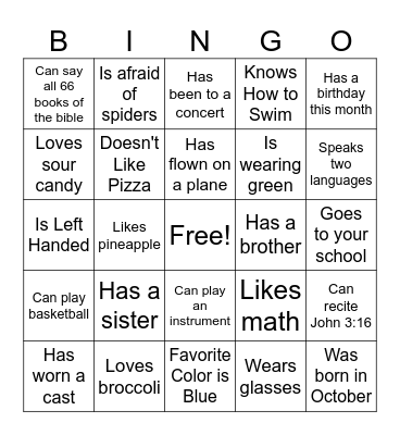 Find Someone Who Bingo Card