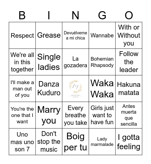 BINGO MUSICAL Bingo Card