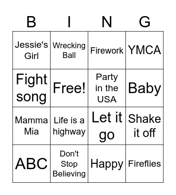 Music Bingo Card