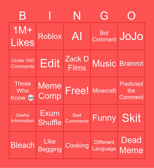 Youtube Shorts Bingo 3.0+1.0: Thrice Upon a Time Bingo Card