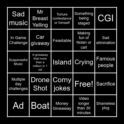 The mr breast video challenge Bingo Card