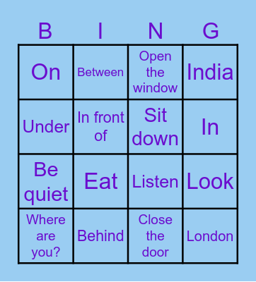 English Club Bingo Card