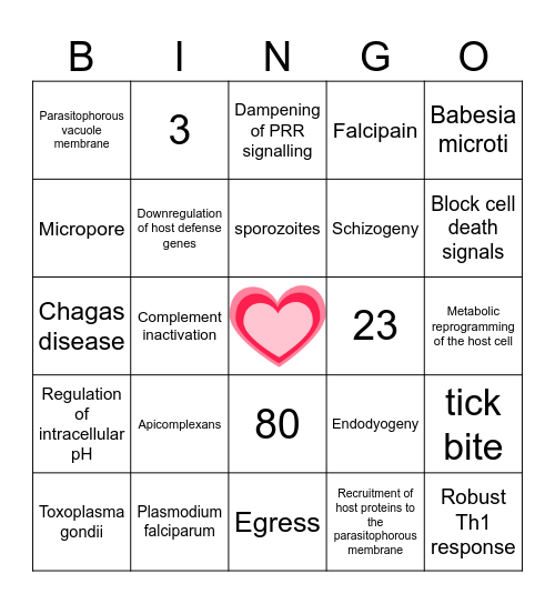 Intracellular Parasite Bingo Card