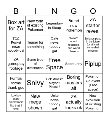Pokemon Day 2025 Bingo Card
