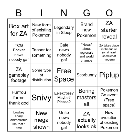 Pokemon Day 2025 Bingo Card
