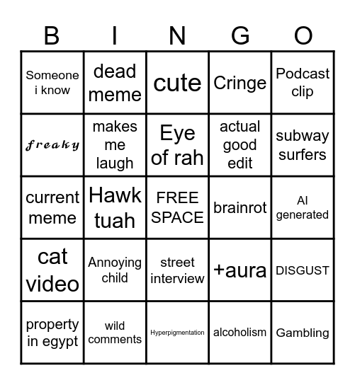 Instagram Reels Bingo JMTV Bingo Card