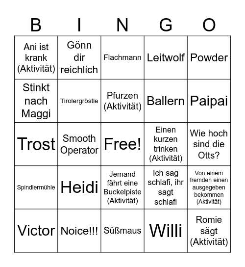 Skyr fahrt 2025 Bingo Card